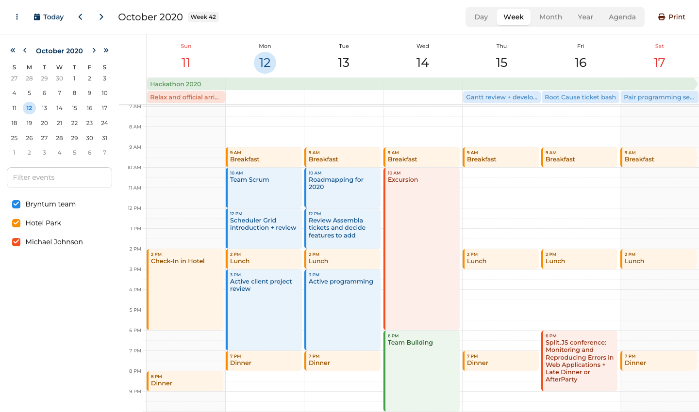Bryntum Calendar